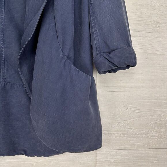 Aritzia Wilfred Chevalier Jacket Women M Linen Blend Open Front Dusty Denim Blue - Picture 3 of 16